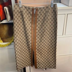 Vintage GUCCI MONOGRAM TOM FORD ERA LEATHER SKIRT IT 38 US 4